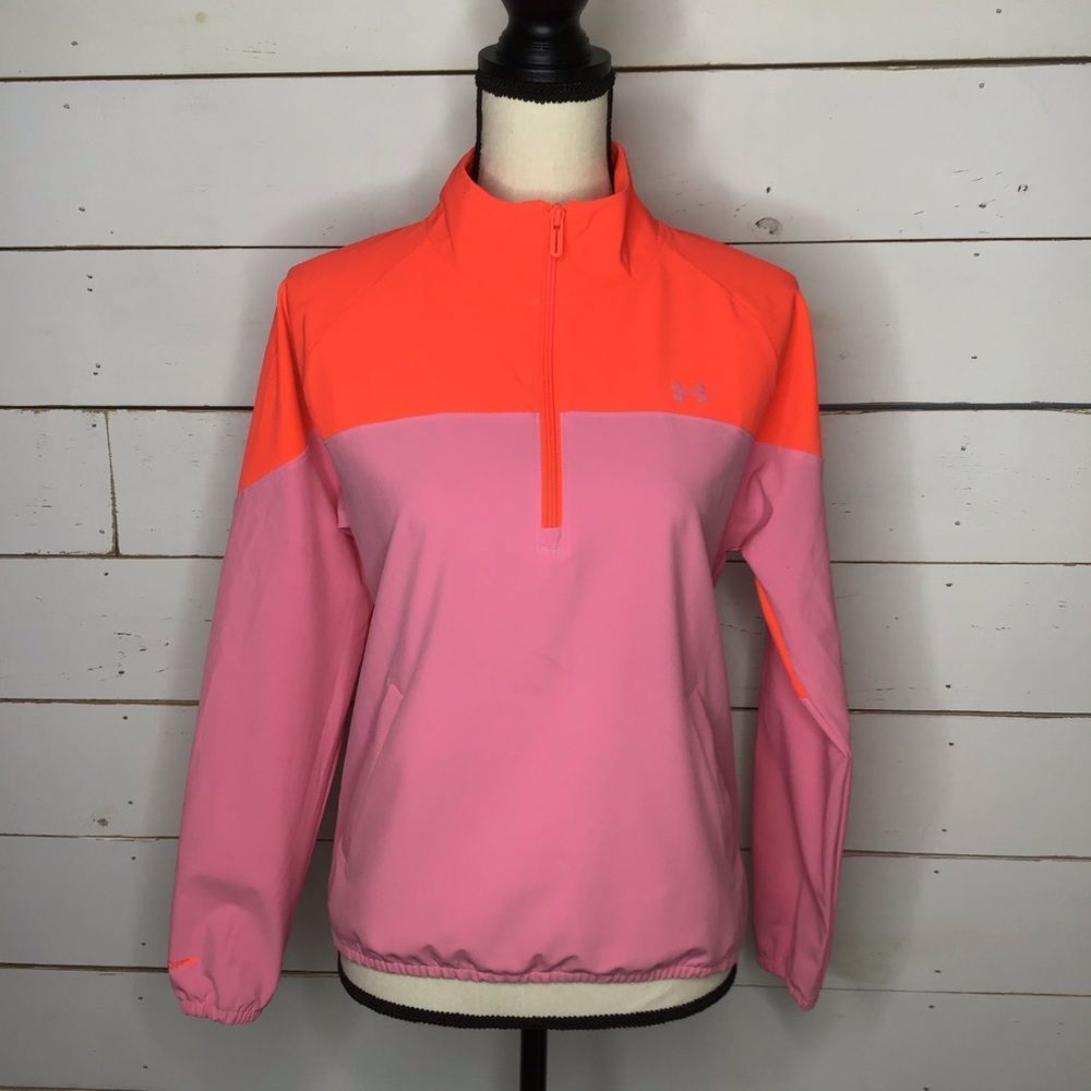 New Under Armour Storm Half Zip Woven Jacket Pink